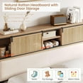 thumbnail image 4 of Rattan King Bed Frame with Headboard,Charging Station & Storage Shelves,Boho Rattan Bed King Size with Sliding Barn Door,Wood King Bed Foundation with Silent Slats&No Box Spring Needed,ship in 2 boxes, 4 of 9