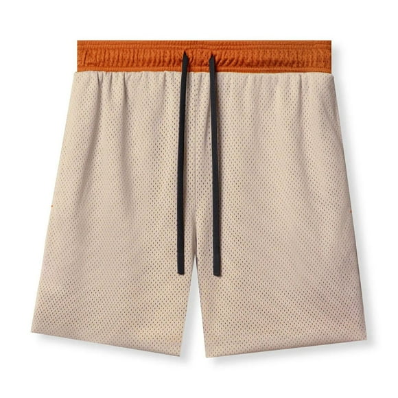 Mens Sweatpants Breathable Muscle Fitness Men's Shorts Color Matching Sport Exercise Training Mesh Shorts Pantalon Survetement Homme Beige XXXL