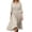 Beige, variant on 2026 Spring Elegant Dresses for Women Round Neck 3/4 Sleeves Elastic Waisted Slim Fit Midi Dress Trendy Simple and Stylish Flowy Hem Frock Black S