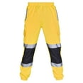 thumbnail image 2 of BiZtdJrK Work Pants for Men Reflective Color Block Safety Cargo Joggers Drawstring Elastic Waist Outdoor Pant with Multi Pockets Yellow XXXL, 2 of 3