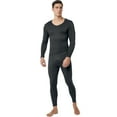 thumbnail image 2 of Men's Winter Thermal Underwear Set, Fleece-Lined Thin V-Neck Cationic Top and Pants, Seamless Quick-Warming Base Layer For Cold Weather,Dark Gray,2XL, 2 of 6