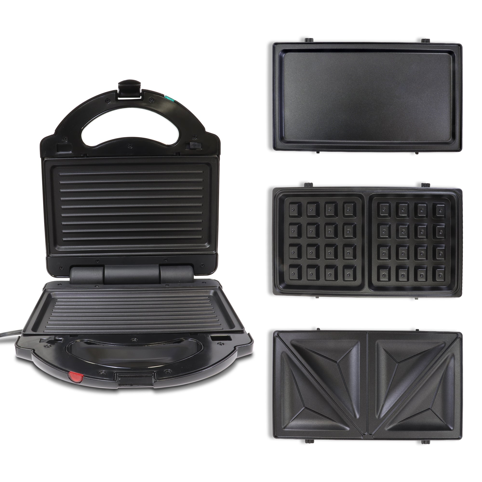 Total Chef 4-in-1 Waffle Maker, Indoor Grill, Sandwich Maker, Panini Press, Electric Griddle, Toaster, Removable Non-Stick Cast Iron Plates, Perfect for Grilled Cheese, Breakfast, Omelets