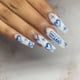 thumbnail image 1 of Uñas falsas con pegamento, uñas largas de ataúd para uñas, uñas acrílicas de corazón mate, punta francesa artificial azul para bebé para mujeres/día/fiesta, 24 uds/set Afortunado Sencillez, 1 of 5