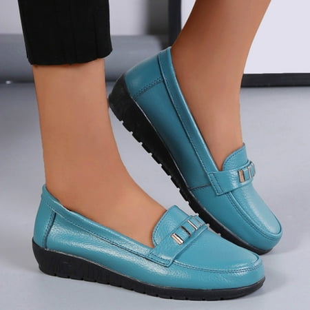 

Vedolay Business Casual Shoes For Women Women s Platform Loafers Wedge Slip on Slides Comfortable Walking Shoes Light Blue 8