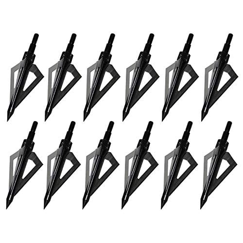 12 Pcs Broadheads 100 Grain Arrowheads Archery 3 Blade Hunting Silver Sharp Tip 