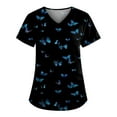 thumbnail image 1 of tallas grandes lindo estampado uniforme de trabajo tops para mujeres con cuello en v manga corta camisetas divertidas ropa de trabajo camiseta con bolsillos negro / 2xl, 1 of 4
