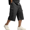 thumbnail image 2 of Mens Casual Drawstring Cargo Capri Shorts Relaxed Fit Lightweight Cotton Blend Knee Length Pants with Pockets for Outdoor Daily Wear, 2 of 7