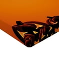 thumbnail image 2 of Ambesonne Orange Fitted Sheet, Halloween Pumpkin Scary, Queen Size, Seal Brown Orange, 2 of 3