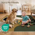 thumbnail image 4 of ODIKA 8'x10' Ultra-Soft Area Rug, Green Beige Geometric and Botanical Elegant Abstract Shapes with Leaf Motifs Washable, Bare feet friendly, Silk-Touch for Bedroom, Under Sectional, 4 of 7