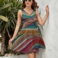 thumbnail image 3 of 70s Retro Colorful Wavy Dress Summer Street Style Dresses Female Sleeveless Printed Sundress, 3 of 7
