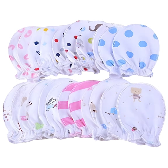 TELOLY Baby Cotton Gloves No Scratch Mittens for 6 Months Boys Girls 5 Pairs