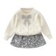 thumbnail image 2 of Conjuntos de blusas y camisas de cuello redondo y manga larga Conjunto de suéter de punto con diamantes de imitación para niña de invierno Conjunto de cárdigan para niña Conjunto de dos piezas Top y f, 2 of 6