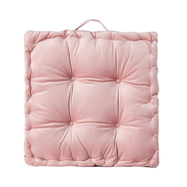 Inteprter Cojín cuadrado grueso para asiento, cojín para silla, sofá, alfombrilla para el suelo del hogar, almohada antideslizante, adornos Decoración del hogar Rosa suave 38*38*8cm