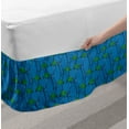 thumbnail image 2 of Fruit Bed Skirt, Hand Drawn Cartnooish Pattern of Plum with Leaf, Elastic Bedskirt Dust Ruffle Wrap Around for Bedding Decor, 4 Sizes, Azure Blue Fern Green, by Ambesonne, 2 of 2
