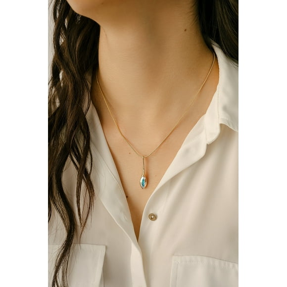 callura Gold Tulip Marquis in AB Swarovski Crystal Pendant Necklace with Holiday Gift Card – Elegant Gold Design with AB Crystals