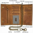 thumbnail image 2 of RFID safe Leather Wallets for Men 212C Long Trifold Wallet with Chain Rustic Vintage Brown, 2 of 9
