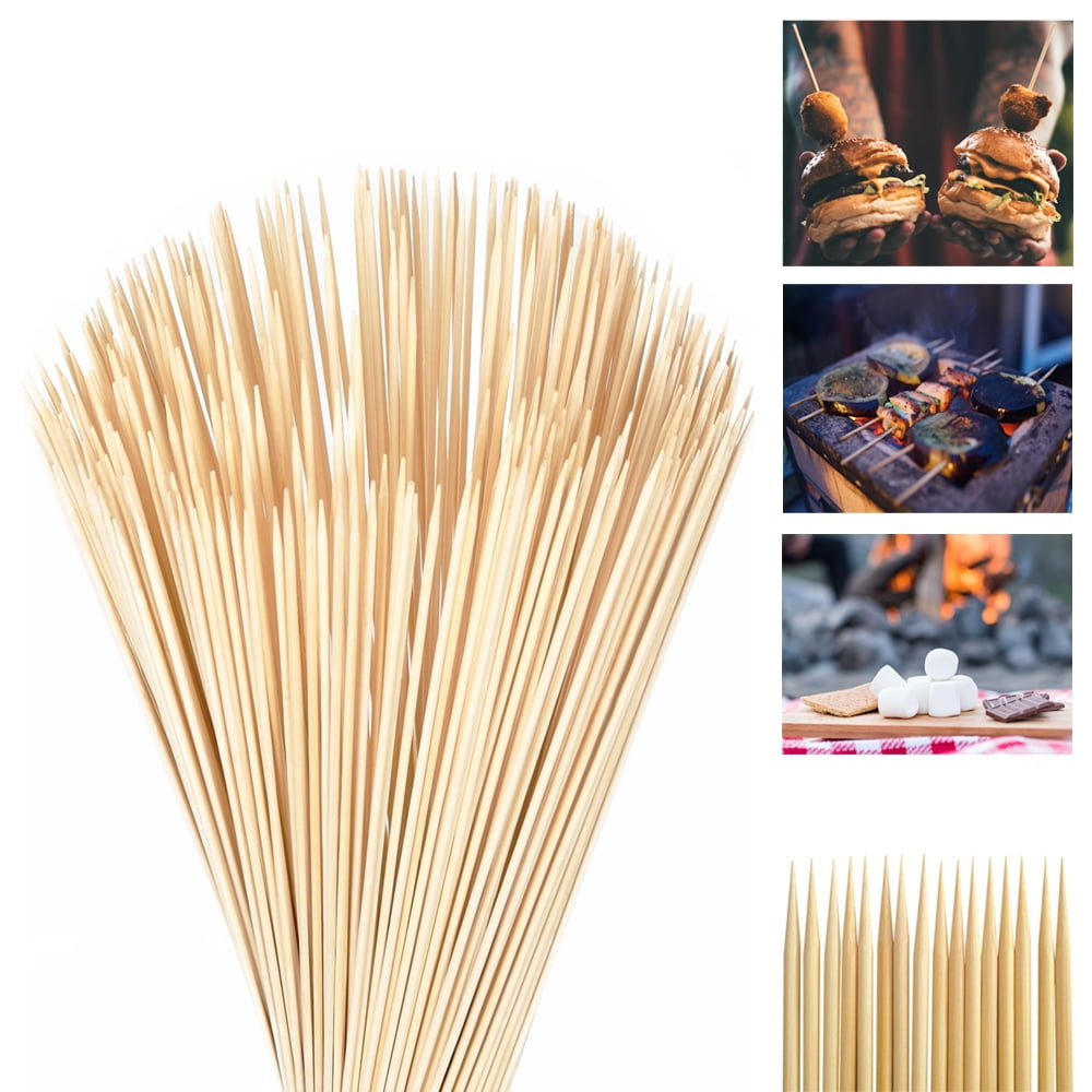 100pc 6'' 8'' 10inch Bamboo Skewers Wooden BBQ Sticks for Shish Grill Kabobs LOT 