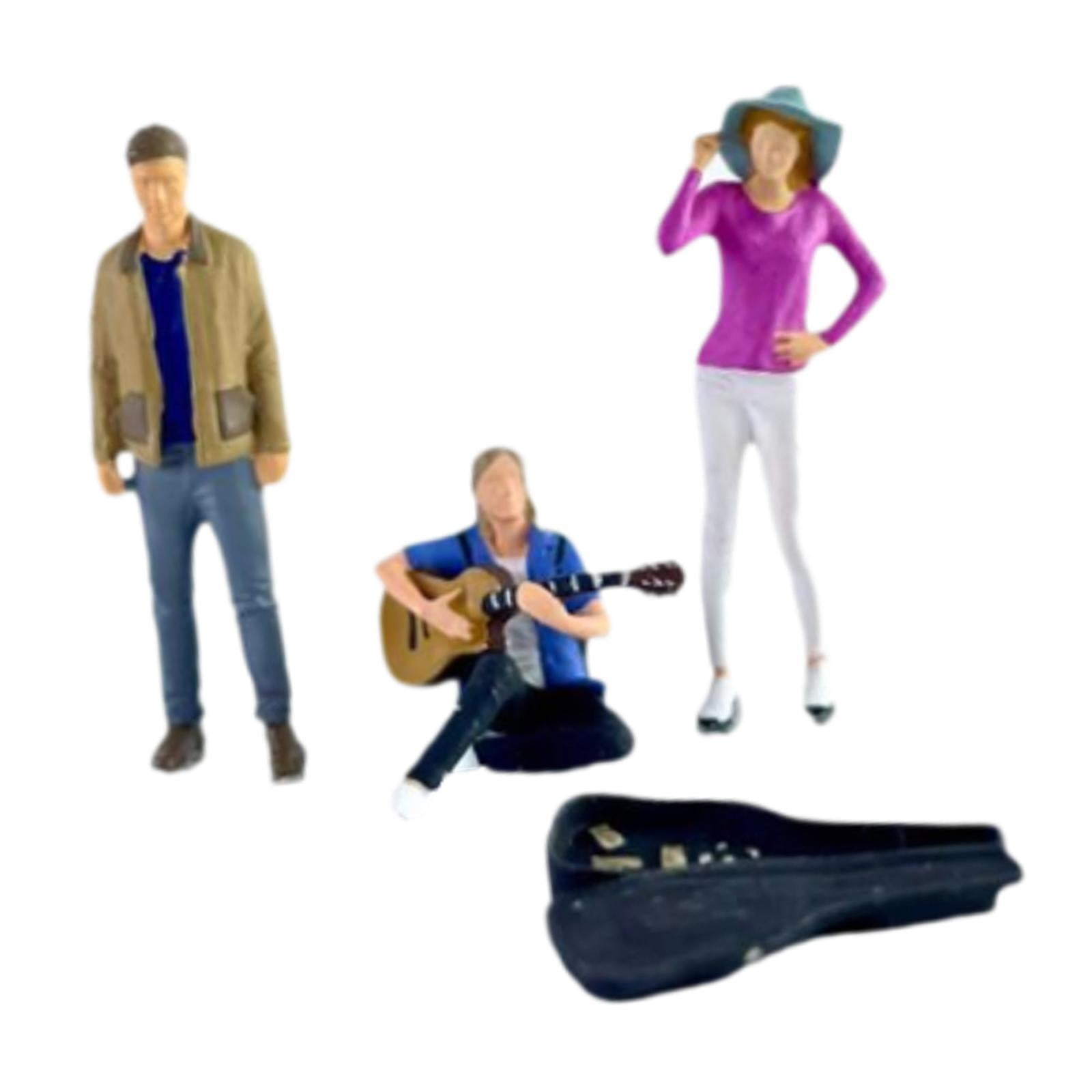 LeeQinersw 3 Pieces 1/64 People Figures Collectibles DIY Crafts Miniature Diorama Guitarist Purple