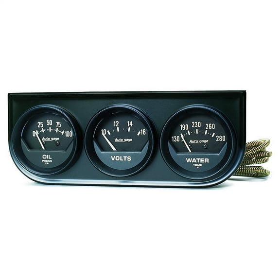 AUTO METER 2348 2IN 3 GAUGE CONSOLE, OIL/ WATER/VOLT, MECH, BLACK
