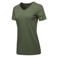 thumbnail image 2 of A2Y Women's Basic Solid Premium Cotton Short Sleeve V-neck T Shirt Tee Tops Dark Olive L, 2 of 6