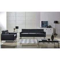 US Pride Furniture Angela Modern Button Tufted Bonded Leather 2-Pc Sofa and Loveseat, Black, S5033-2PC
