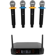 Wireless Microphone System with 4 Hand-held Microphones, 65.62ft Range, for Parties, DJs, Weddings, Karaoke, Home, KTV
