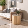 thumbnail image 4 of Noble House Round End Table Living Room Bedside Table Solid Wood Side Table With Non-Slip Feet,Sofa Accent Tables,beige brown, 4 of 6