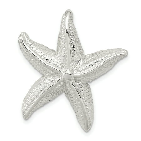 - 925 Sterling Silver Textured Starfish Chain Slide Pendant Charm Necklace Gifts For Women For Her