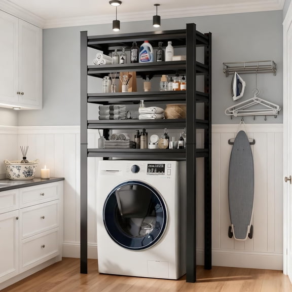 Over Washer and Dryer Shelves,5 Tier Adjustable Height Shelving,Space Saving Shelf,Adjustable Easy to Install,Space Saver Laundry Shelf Organizer,78”H*13.8”D*31.5“W