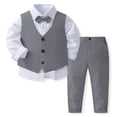 thumbnail image 4 of EnJoCho Toddler Kids Baby Boys Formal Suit Gentleman Outfit Long Sleeve Shirt with Bowtie + Vest + Pants Overalls Clothes 1-7T, 4 of 9