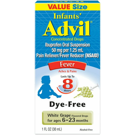 Infants' Advil Fever White Grape Fever Reducer/Pain Reliever Concentrated Drops, 1 fl oz