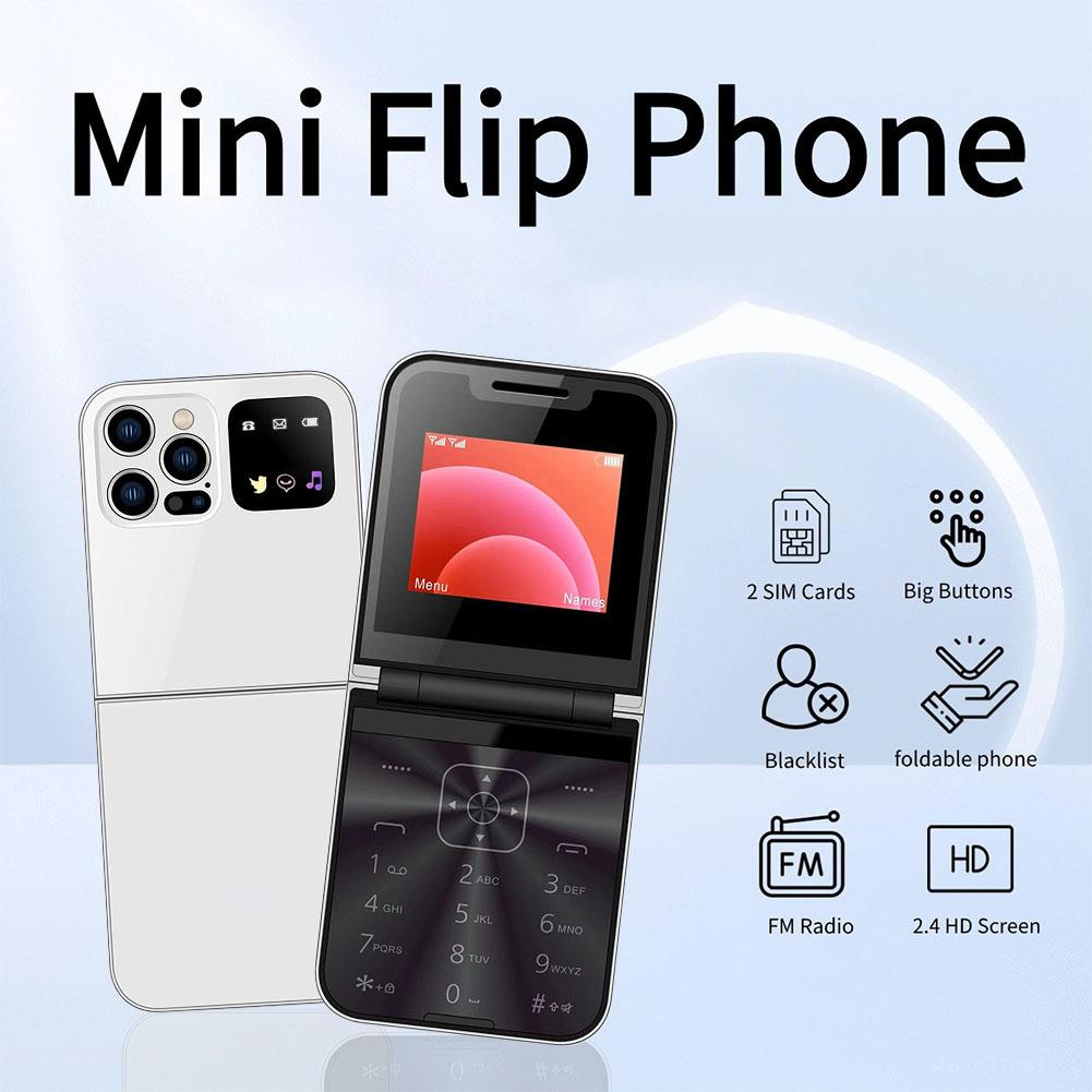 Mini Flip Phone 2.4-inch Screen Dual SIM Dual Standby Type-C Foldable Phone
