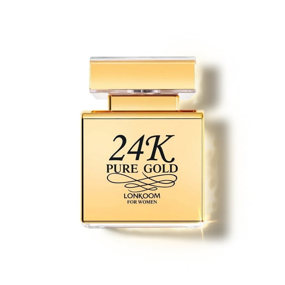 Lonkoom 24K Pure Gold Perfume for Women, Sweet Vanilla Perfumes Long Lasting Fragrance Floral Gourmand Eau de Parfum Notes of Praline Amber Fruity Strawberry Rose Musk Chocolate, 3.4 Fl Oz