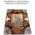 thumbnail image 3 of Urbalabs Cowboy Longhorn and Teal Stone Western Decor Picture Frame 5 x 7 Country Gifts Farmhouse Picture Frames Photo Frame Wall Hanging or Standing 5x7 Elaborate, 3 of 7