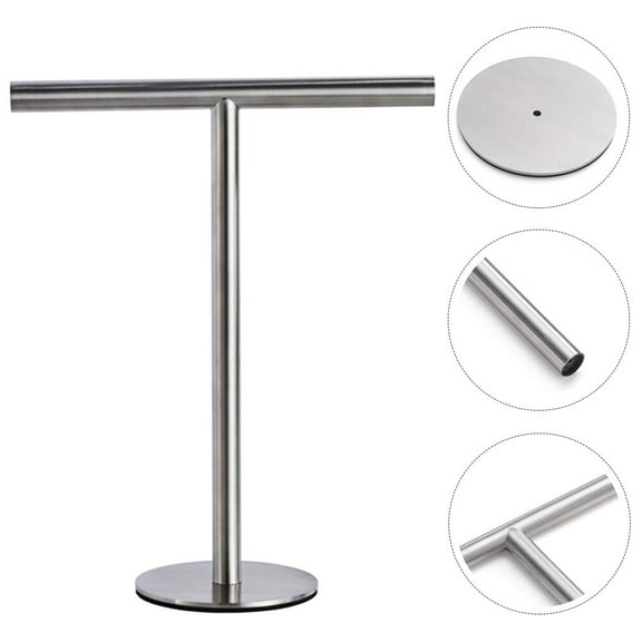 YOSADIER 1Set Standing Hand Towel Holder T-Shaped Stainless Steel Bathroom Organization Silver 11.8X10.6X4.7In