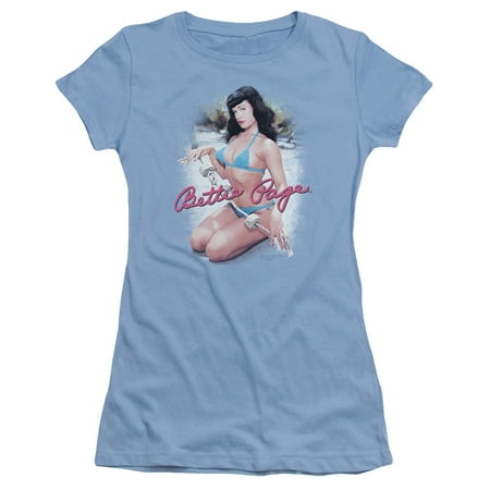 Bettie Page/Day At The Beach S/S Junior Sheer Carolina Blue Pag641