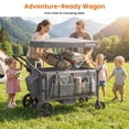 thumbnail image 6 of SACVON Stroller Wagon for 4 Kids with 5-Point Harnesses,Detachable Seats Stroller Wagon 4 Seater for Garden,Removable Canopy,Adjustable Handles,Camping Trips,Gray, 6 of 7