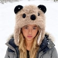 thumbnail image 3 of Unisex Bear Hat Warm Winter Ear Cap Cozy Windproof Outdoor Headwear, 3 of 3