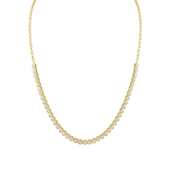 Ladies Brilliance Fine Jewelry 14 Kt Gold Plated Simulated Diamond Necklace, 18"