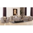 thumbnail image 2 of Naomi Button Tufted 3 Pc Set with Velvet Fabric and Gold Accent in Taupe, 2 of 6