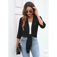 thumbnail image 3 of SHOWMALL Women's Casual Lightweight Open Front Cardigans Soft Draped 3/4 Sleeve Cardigan, US Size XL, Black, 3 of 8