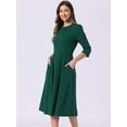 thumbnail image 4 of DARING DIVA 3/4 Sleeve A-Line Midi Work Dress S Dark Green, 4 of 6