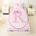 thumbnail image 3 of Manfei Chic Bow Tie Twin Sheet Sets For Kids,Letter R Monogram Letter Bedding For Girly,3-Piece, 3 of 6