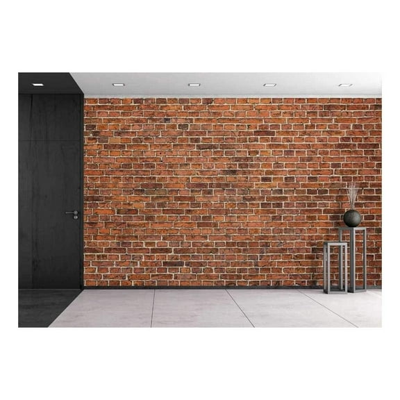 wall26 - Grunge Red Brick Wall Background with Copy Space - Removable Wall Mural | Self-Adhesive Large Wallpaper - 100x144 inches