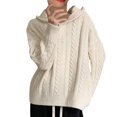 thumbnail image 1 of Gibobby Suéter para mujer, Suéteres de otoño para mujer, a rayas a la moda 2023, con cuello grande, túnica de punto(Blanco,Talla única), 1 of 5