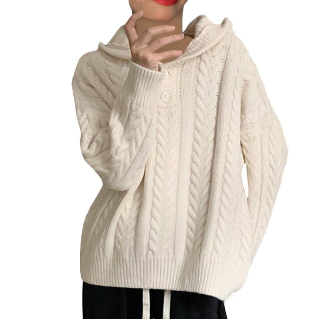 Gibobby Suéter para mujer, Suéteres de otoño para mujer, a rayas a la moda 2023, con cuello grande, túnica de punto(Blanco,Talla única)