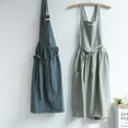thumbnail image 6 of Sufanic Women Bib Apron Cotton Linen Sleeveless Pinafore Dress Home Cooking Florist Cute, 6 of 7