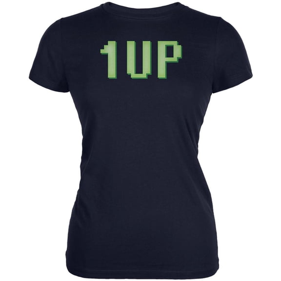 Gamer Geek Birthday 1 Up Extra Life Juniors Soft T Shirt Navy SM