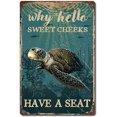 thumbnail image 1 of Sea Turtle How Hello Sweet Cheeks Vertical Poster, Funny Turtle Poster Art, Bathroom Wall Decor,Vintage Metal Tin Sign Wall Art Pub Bar Gifts 8x12inch, 1 of 5