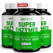 (3 pack) GoBiotix Super Digestive Enzymes with Prebiotics & Probiotics for Men & Women, 60 Capsules for Digestion Support